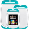 thumbnail image 1 of GORILLA GRIP Oversized 100% BPA Free Reversible Kitchen Cutting Board Set of 3, Juice Grooves, Dishwasher Safe, Turquoise, 1 of 9