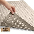 thumbnail image 1 of GORILLA GRIP Patented Bath Tub Shower Mat, Machine Washable Bathtub Floor Liner Mats, Suction Cups and Drain Holes to Keep Tubs Clean, Soft on Feet, Bathroom Essentials, 35x16 Inch, Beige, 1 of 10