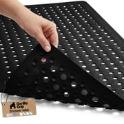 GORILLA GRIP Patented Bath Tub Shower Mat, Machine Washable Bathtub Floor Liner Mats, Suction Cups and Drain Holes to Keep Tubs Clean, Soft on Feet, Bathroom Essentials, 35x16 Inch, Black