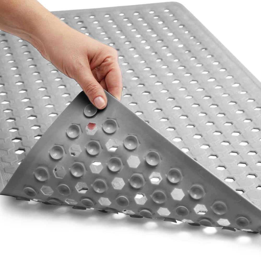 Gray 35x16 Non-Slip Bathtub Mat with Suction Cups