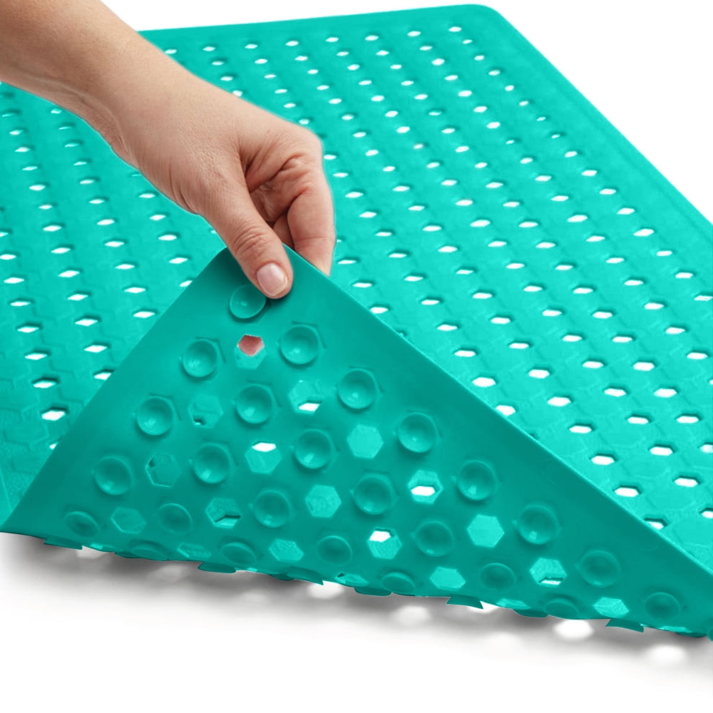 Turquoise Opaque 35" x 16" Suction Cup Bathtub Mat
