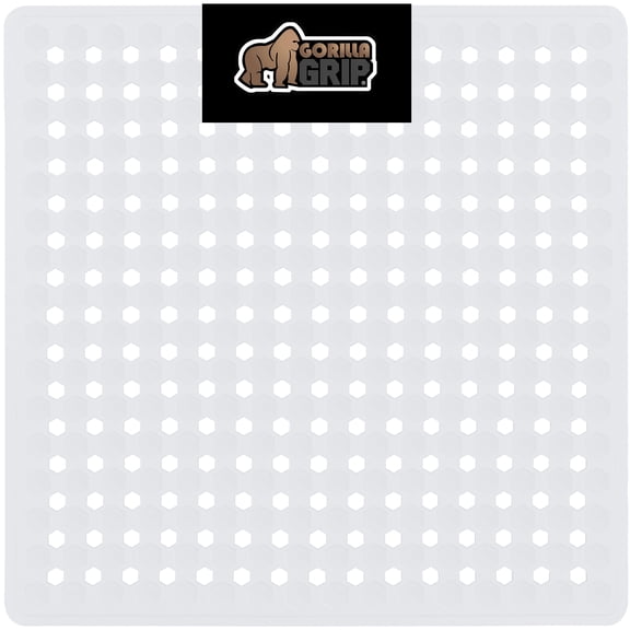 GORILLA GRIP Patented Shower and Bathtub Mat, 21x21, Square Bath Tub Stall Floor Mat, White