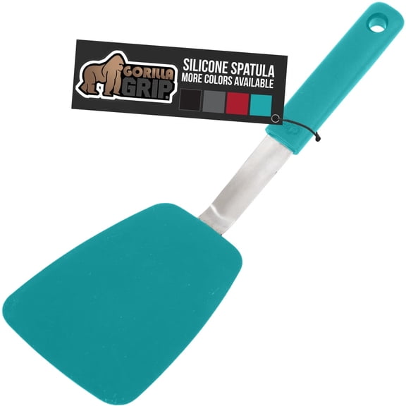 GORILLA GRIP Patented Silicone Spatula, Nonstick Heat Resistant BPA-Free, 11.6 in, Turquoise