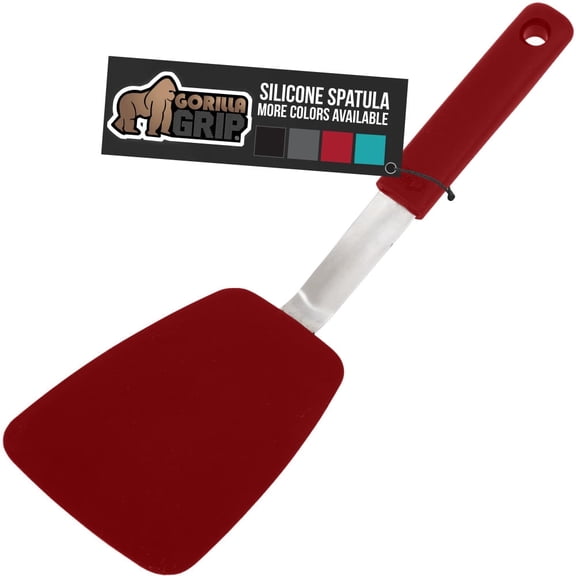 GORILLA GRIP Patented Silicone Spatula, Nonstick Heat Resistant BPA-Free Non Scratch, 11.6 in, Red