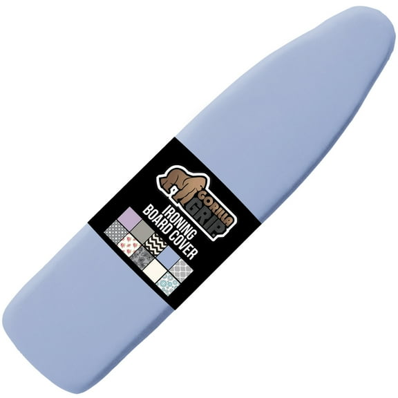 GORILLA GRIP Scorch Resistant Ironing Board Cover, Silicone Coating, Hook and Loop Fastener Strap, Blue