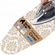 GORILLA GRIP Scorch Resistant Ironing Board Cover, Silicone Coating, Hook and Loop Fastener Strap, Damask