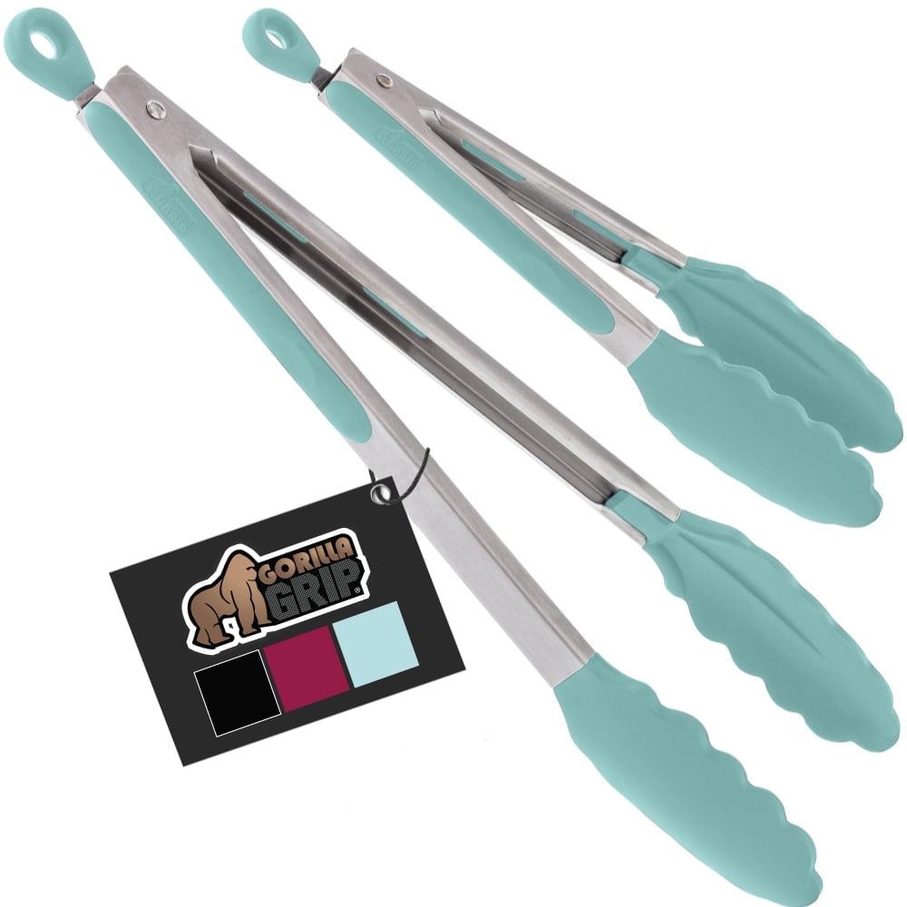 Set of 2 Stainless Steel Heat-Resistant Kitchen Tongs, 7 and 12 Inch, Mint - Walmart.com