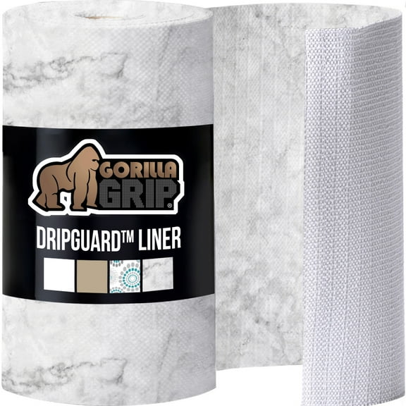 GORILLA GRIP Shelf Liner for Kitchen Cabinets Non Adhesive 12x240 Inch Drawer Liners DripGuard Marble