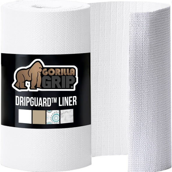 GORILLA GRIP Shelf Liner for Kitchen Cabinets Non Adhesive 17.5x240 Inch Drawer Liners DripGuard White