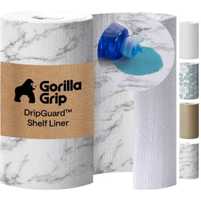 GORILLA GRIP Shelf Liner for Kitchen Cabinets Non Adhesive Drawer Liners DripGuard 12x120 Inch Marble
