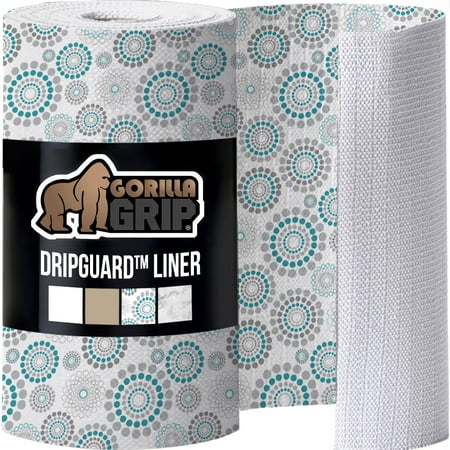 GORILLA GRIP Shelf Liner for Kitchen Cabinets Non Adhesive Drawer Liners DripGuard 12x120 Inch Turquoise
