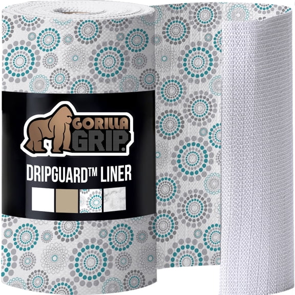 GORILLA GRIP Shelf Liner for Kitchen Cabinets Non Adhesive Drawer Liners DripGuard 12x120 Inch Turquoise