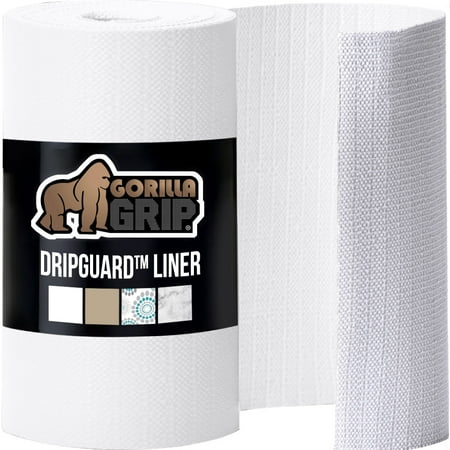 GORILLA GRIP Shelf Liner for Kitchen Cabinets Non Adhesive Drawer Liners DripGuard 12x120 Inch White