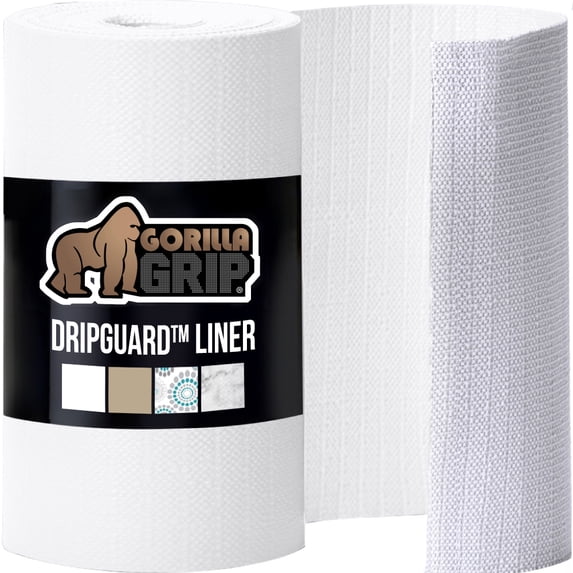 GORILLA GRIP Shelf Liner for Kitchen Cabinets Non Adhesive Drawer Liners DripGuard 12x120 Inch White