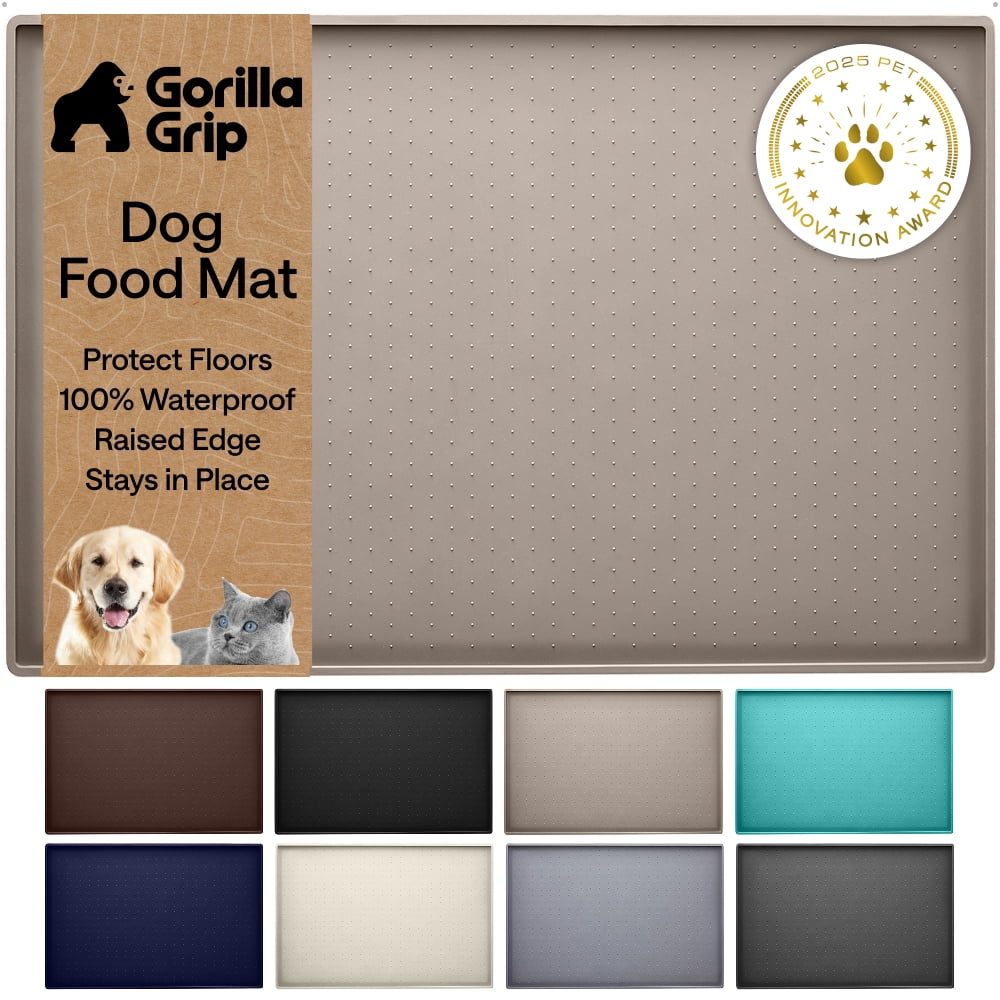 Gorilla Grip Waterproof Raised Edge Silicone Pet Feeding Mat, 18.5