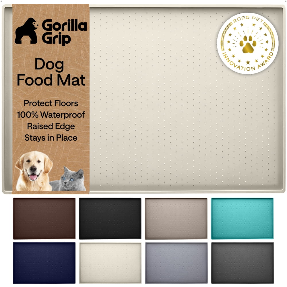 Gorilla Grip Waterproof Raised Edge Silicone Pet Feeding Mat, 18.5