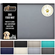 GORILLA GRIP Silicone Pet Feeding Mat, 100% Waterproof, Protects Floors, 18.5x11.5 Gray
