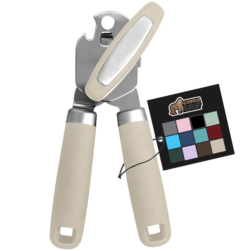 GORILLA GRIP Stainless Steel Manual Can Opener, Soft Touch Handle, Built-In Bottle Opener, Almond - Walmart.com