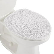 GORILLA GRIP Toilet Lid Cover, Machine Washable Chenille Bathroom Seat Covers, 19.5x18.5, White