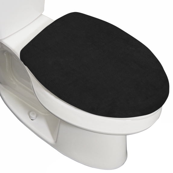 GORILLA GRIP Toilet Lid Seat Cover, Memory Foam, Elastic Universal Fit for Standard Round, Black