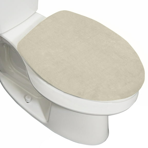 GORILLA GRIP Toilet Lid Seat Cover, Memory Foam, Elastic Universal Fit for Standard Round, Champagne