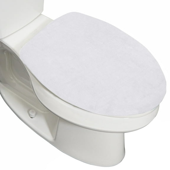 GORILLA GRIP Toilet Lid Seat Cover, Memory Foam, Elastic Universal Fit for Standard Round, White