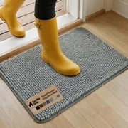 GORILLA GRIP Ultra Absorbent Grippy Doormat for Muddy Dog Paws, Machine Washable Soakstopper Rugs Cleaner Floors, Bed Mat for Dirty Dogs, Indoor Entrance Door Rug Pet Bed Mats 24x17 Gray
