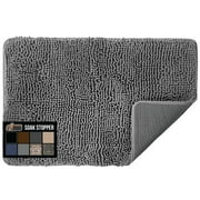 GORILLA GRIP Ultra Absorbent Grippy Doormat for Muddy Dog Paws, Machine Washable Soakstopper Rugs Cleaner Floors, Bed Mat for Dirty Dogs, Indoor Entrance Door Rug Pet Bed Mats 24x17 Gray