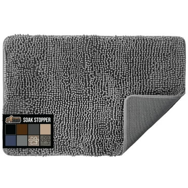 GORILLA GRIP Ultra Absorbent Grippy Doormat for Muddy Dog Paws, Machine Washable Soakstopper Rugs Cleaner Floors, Bed Mat for Dirty Dogs, Indoor Entrance Door Rug Pet Bed Mats 24x17 Gray