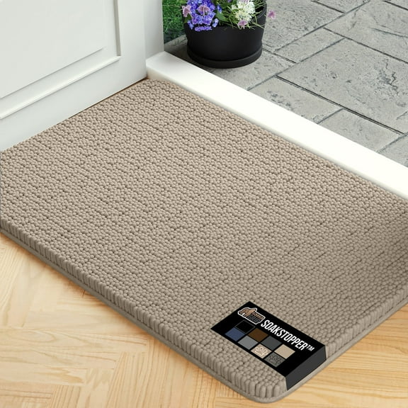 GORILLA GRIP Ultra Absorbent Grippy Doormat for Muddy Dog Paws, 30x20 Machine Washable Soakstopper Rugs Cleaner Floors, Bed Mat for Dirty Dogs, Indoor Entrance Door Rug Pet Bed Mats Beige