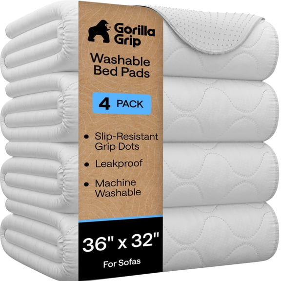 GORILLA GRIP Washable Mattress Incontinence Pads, Reusable Waterproof Protection Pad, 36x32 4 Pack