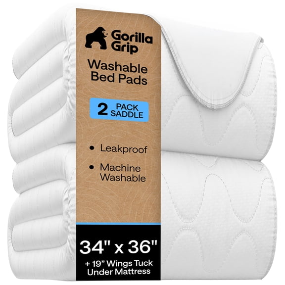 GORILLA GRIP Washable Mattress Incontinence Pads, Reusable Waterproof Protection Pad, 36x34 2 Pack