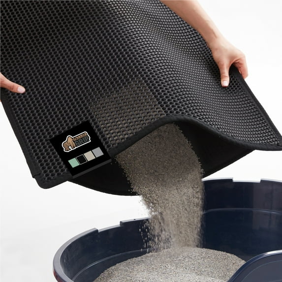 GORILLA GRIP Waterproof Cat Litter Mat, Easy to Clean Honeycomb Waste Trapping Mats, 30x24 Black