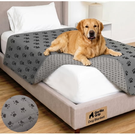 GORILLA GRIP Waterproof Couch Cover for Dogs, Washable Dog Sofa Cover Pet Blanket for Dogs and Cats, 52x82 Gray Black Paw