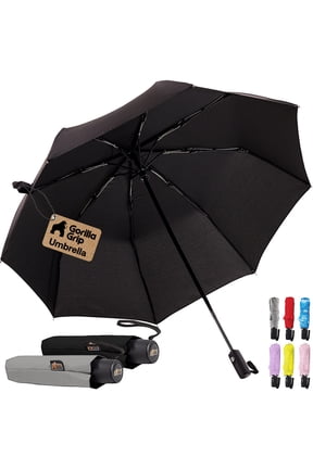 Wind and Tear Resistant Compact Rain Umbrella, 11.5 inch Compact Size, Black