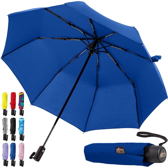 GORILLA GRIP Wind and Tear Resistant Compact Rain Umbrella, 11.5 inch Compact Size, Navy