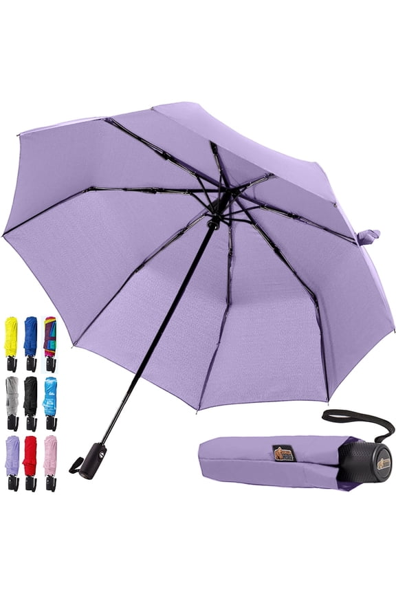 Wind and Tear Resistant Compact Rain Umbrella, 11.5 inch Compact Size, Purple