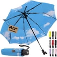 thumbnail image 1 of GORILLA GRIP Wind and Tear Resistant Compact Rain Umbrella, 11.5 inch Compact Size, Sky Blue, 1 of 8