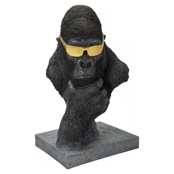 Hi-Line Gifts 19" Gorilla Head with Eye Glasses Outdoor Garden Statue