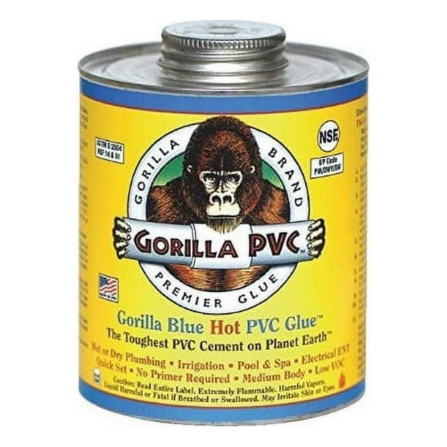 GORILLA PVC CEMENT LLC 08102 Blue 8OZ Hot PVC Glue