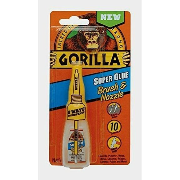 GORILLA Super Glue 2 Way BRUSH or NOZZLE High Strength Dries Clear .35oz 7500102
