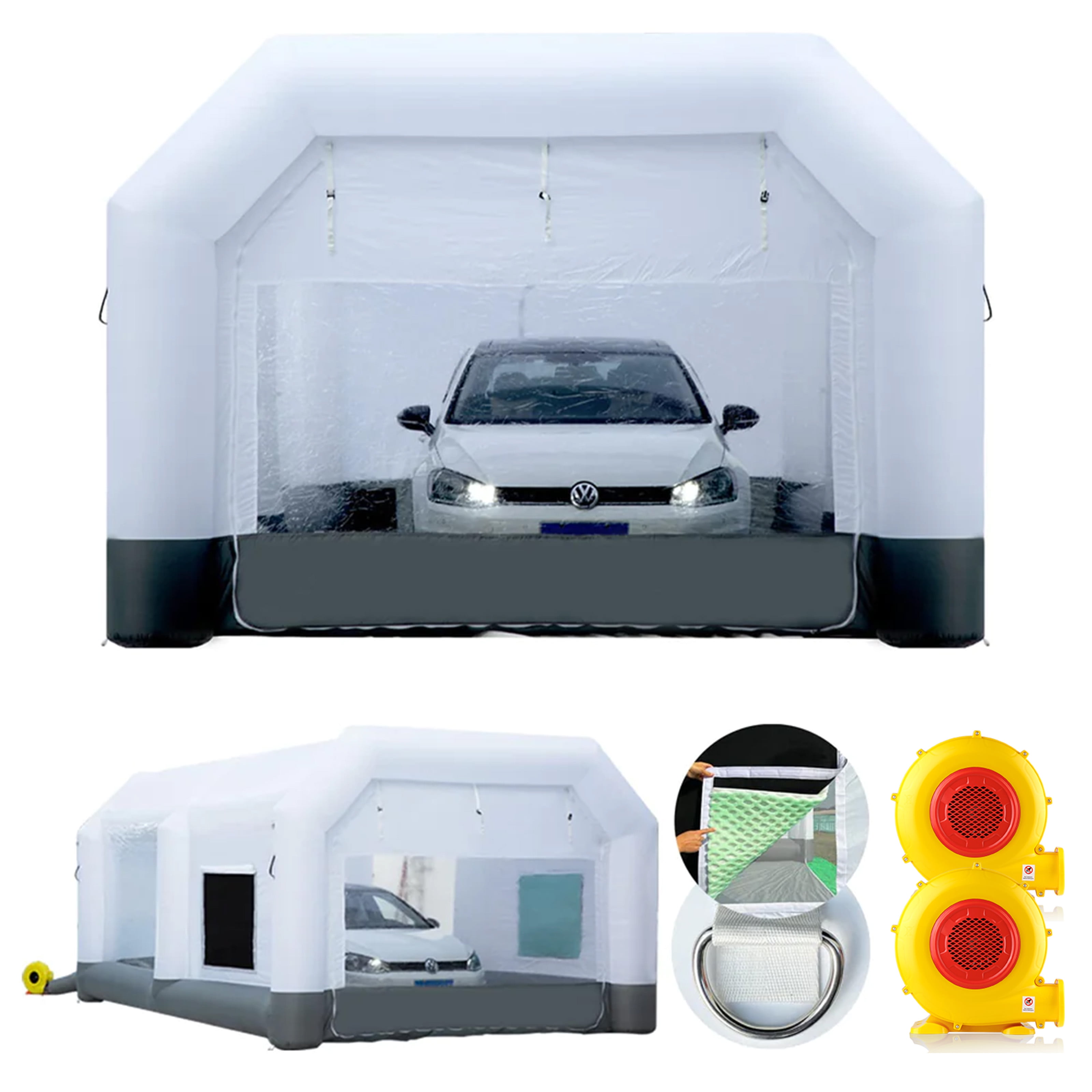 GORILLASPRO Inflatable Paint Booth 33X20X15Ft with 2 Blowers (750W+1100W) Large Inflatable Spray Booth More Durable,Perfect for SUV & Semi-trunk