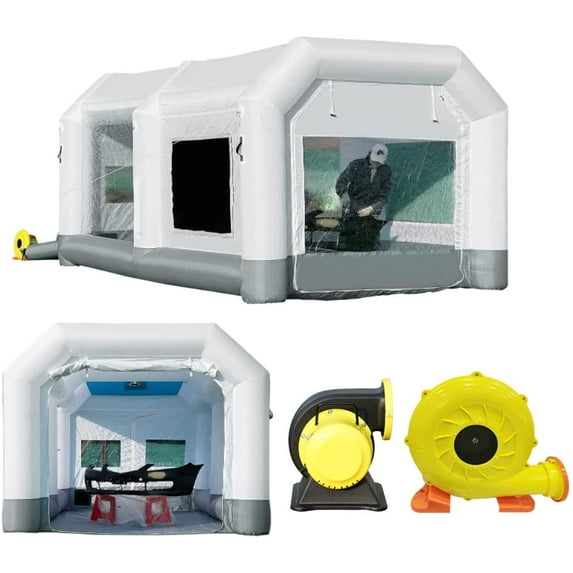 GORILLASPRO Inflatable Paint Booth 16.5x10x8Ft with 2 Blowers (950W+240W) Inflatable Spray Booth Blow Up Paint Tent