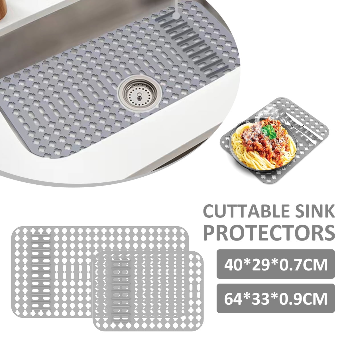 Pluokvzr Silicone Sink Protector, Kitchen Mats, Small & Large Dish ...