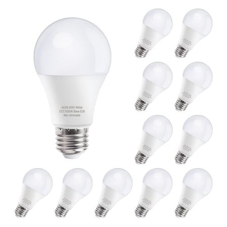 GOSCHE A19 LED Light Bulb 5000K Daylight Light Bulbs 60 Watt Equivalent 9W 800 Lumens E26 Base Non-Dimmable 12 Pack