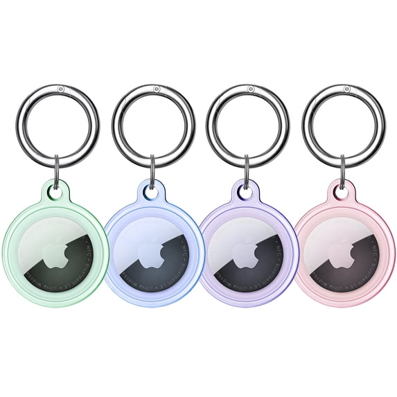 GOSCHE Airtag Holder 4 Pack Apple Airtag Keychain Waterproof Airtag Case for Dog Collar Kids Bag Luggage 4 Colors