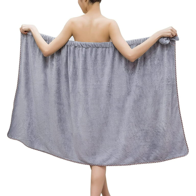 GOSCHE Around Body Bath Wraps - Super Soft Microfiber Towel Wrap Body  Absorbent and Quick Drying, Lightweight and Adjustable Closure, Grey XL 