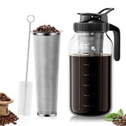 GOSCHE Cold Brew Coffee Maker - 2 Quart 64oz Stainless Steel Filter Cold Brew Pitcher Jar, No Leaks Cold Brew Mason Jar