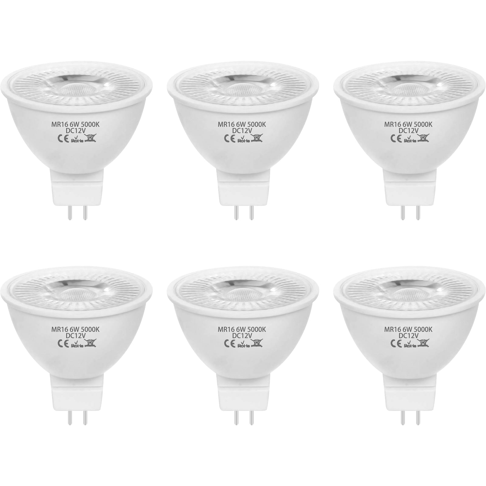 Simba Lighting LED MR16 5W 35W-50W Halogen Replacement Bulbs 12V GU5.3  BiPin 2700K Soft White 6-Pack