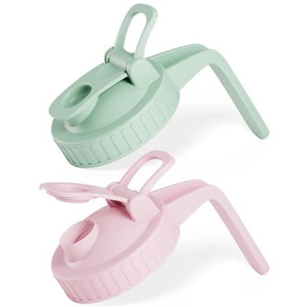 GOSCHE Mason Jar Pour Spout Lid Flip Cap Airtight Wide Mouth Mason Jar Lids with Handle for Drinking Leak Proof 2 Pack